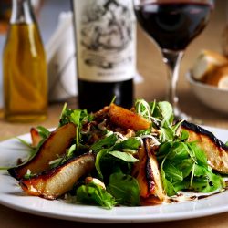 Grilled Eden Gold pear and rocket salad with Parmesan and walnuts
